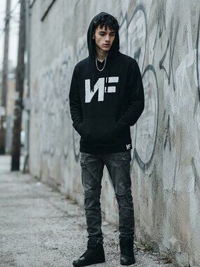 NF Rapper Music Merch Black Graphic Pullover Hoodie Sweatshirt M/L